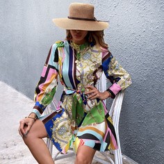 на пуговицах Животный Повседневный Платье Shein