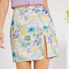 на молнии Цветочный Повседневный Юбки Shein