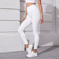 Одноцветный Спортивные леггинсы Shein