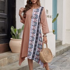 Асимметричный Пейсли Бохо Платье Shein