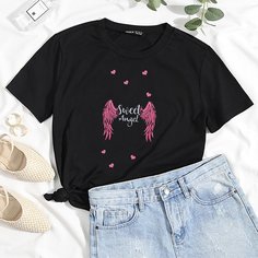 буква Повседневный Футболки Shein