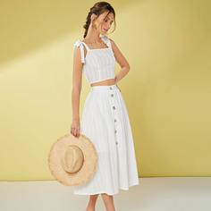 Топ на бретелях и юбка с пуговицами Shein