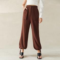 Однотонные брюки на кульске с карманом Shein