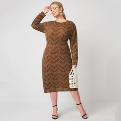 Принт Повседневный Платья размер плюс Shein