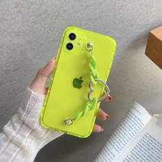 Прозрачный чехол для телефона цвета неонового лайма с сердцем Shein