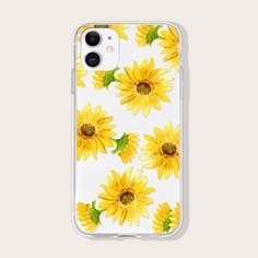 Прозрачный чехол для телефона с узором подсолнечника Shein