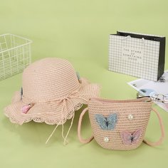 Соломенная сумка с шляпой и аппликациями для девочек Shein
