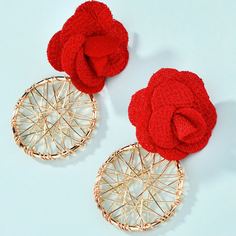 Круглые серьги-капли с цветком Shein