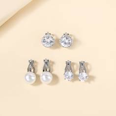 Серьги с искусственным жемчугом 3 пары Shein