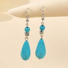 Серьги-подвески с бирюзовым декором Shein