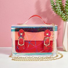 Голографическая сумка с цепочкой и геометрическим узором Shein