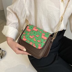 Сумка через плечо с цепочкой и мультипликационным узором Shein