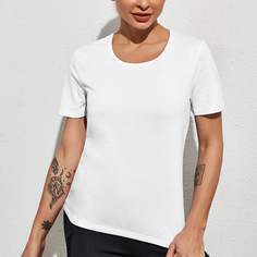 Одноцветный Спортивные футболки Shein