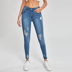 Рваные джинсы скинни с высокой эластичностью Shein