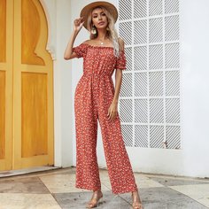 Оборка цветочный Бохо Комбинезоны Shein