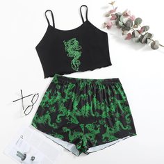 Пижама с принтом китайского дракона размера плюс Shein