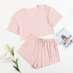 Однотонная пижама размера плюс Shein