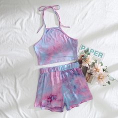 Шорты и топ с принтом тай дай Shein