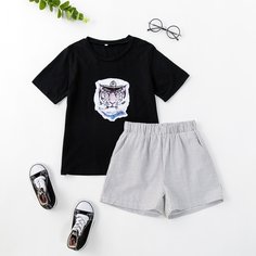 Животный Повседневный Комплект из двух предметов для мальчиков Shein