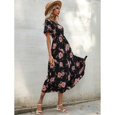 Платье с цветочным принтом без пояса Shein