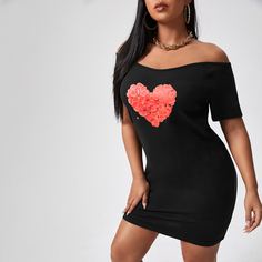 Платье размера плюс с принтом сердечка Shein