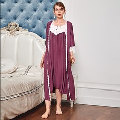 Контрастные кружева Контрастный цвет Королевский Пижама Shein