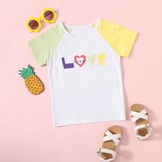 Футболка с текстовым принтом для девочек Shein