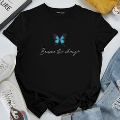 Футболка с принтом бабочки и коротким рукавом Shein