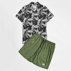 Мужская рубашка с тропическим принтом и шорты на кулиске Shein