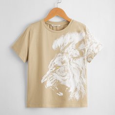 Футболка с принтом льва для мальчиков Shein