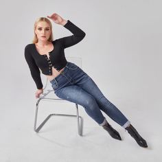 Разрезы Одноцветный Повседневный Джинсы размер плюс Shein