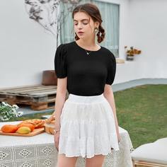 Однотонная блузка с пышным рукавом Shein