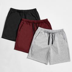 Карман Одноцветный Повседневный Мужские шорты Shein