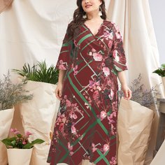 Платье размера плюс с цветочным принтом Shein