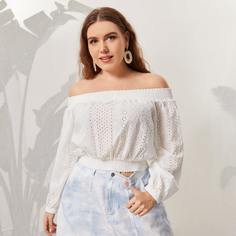 Кроп топ размера плюс с открытыми плечами Shein