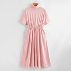 Однотонное платье с высоким разрезом Shein