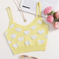 Трикотажный топ с принтом сердца Shein