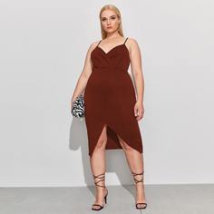 Платье размера плюс на бретельках с v-образным воротником Shein