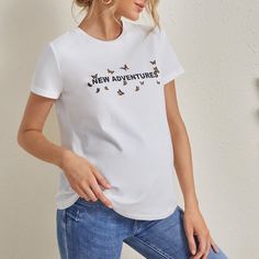 Животный Повседневный Футболки для беременных Shein