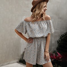 Комбинезон с открытыми плечами и цветочным принтом Shein