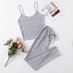 Однотонная пижама на бретельках Shein