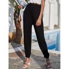 Присборенная талия Одноцветный Повседневный Брюки Shein