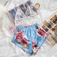 Цветочный принт Сексуальный Комплект пижамы Shein