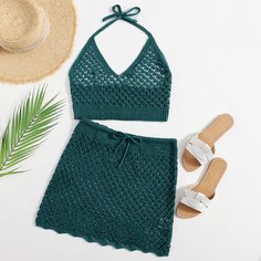 Топ с узлом сзади и юбка Shein
