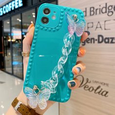 Чехол для телефона с ремешком и бабочкой 3D Shein