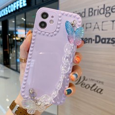 Чехол для телефона с ремешком и бабочкой 3D Shein