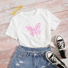 Сердечко Повседневный Футболки Shein