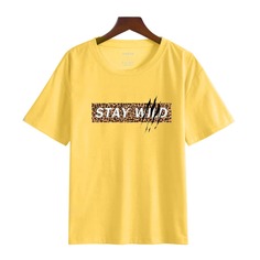 Футболка с текстовым и леопардовым принтом Shein