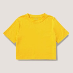 Одноцветный Повседневный Футболки Shein