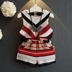 Майка и шорты с принтом без ожерелья для девочек Shein